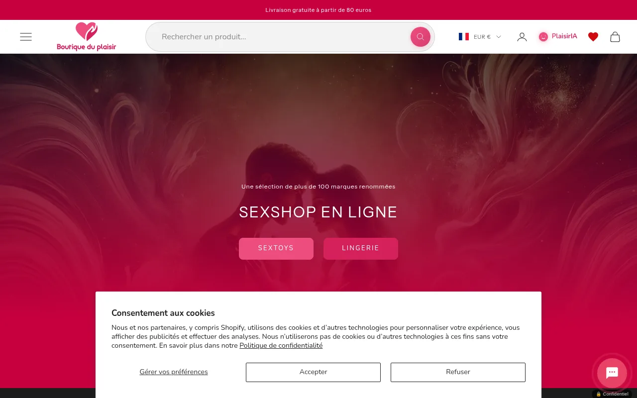 Boutique Du Plaisir - Aperçu du site