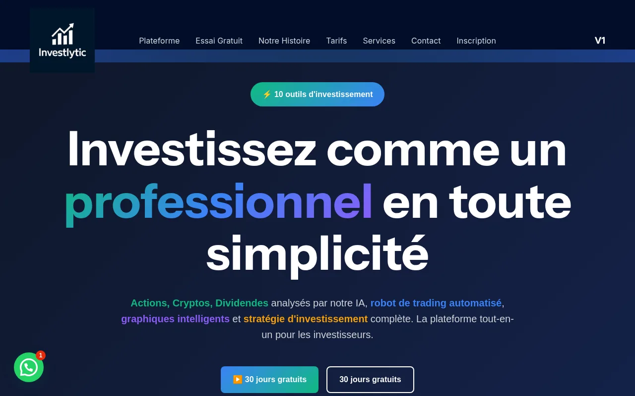 Investlytic - Aperçu du site